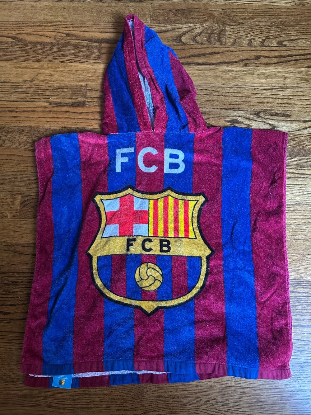 FCB Barcelona Hooded Towel Poncho in Blue & Maroon